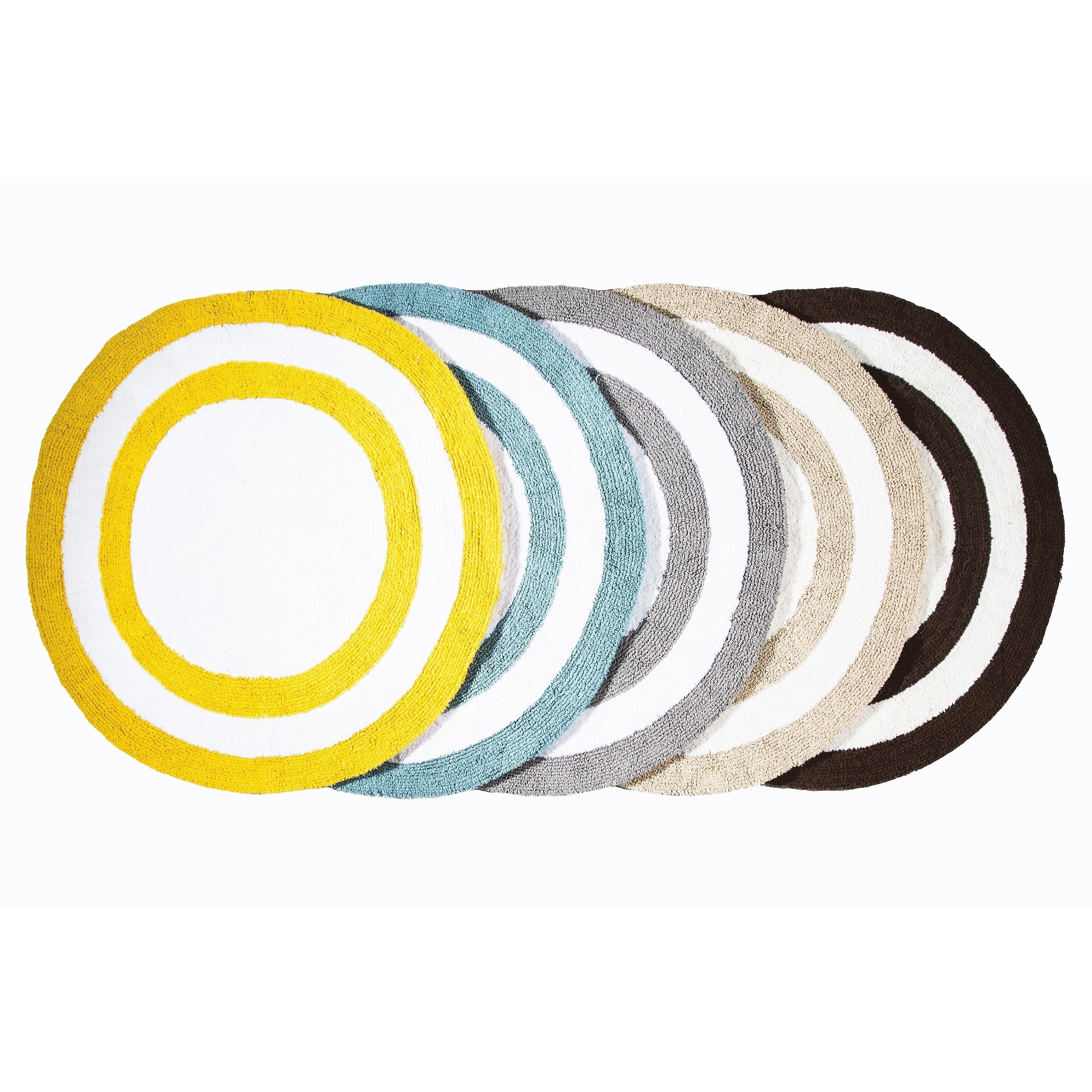 Sage Green and White Cotton Reversible Round Bath Rug