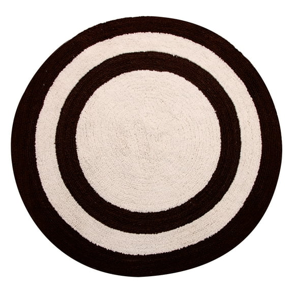 Saffron Fabs 36 Inches Round 100% Soft Cotton Chocolate/Ivory Reversible Two Tone Bath Rug