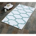 thumbnail image 1 of Saffron Fabs  Bath Rug, Cotton, Non-Skid, Geometric, Machine Washable White/Blue 24 x 36, 1 of 5
