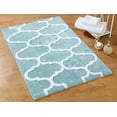 thumbnail image 1 of Saffron Fabs 36x24 Inches Arctic Blue/White Geometric Cotton Bath Rug, 1 of 5