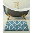 thumbnail image 1 of Saffron Fabs 50x30 Inches Arctic Blue/White Geometric Cotton Bath Rug, 1 of 5