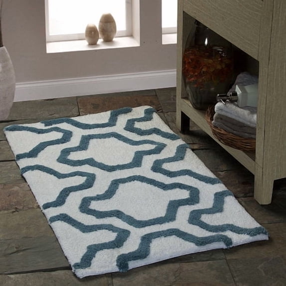 Saffron Fabs Bath Rug, Geomatric Quatrefoil Pattern, Assorted Colors and Sizes