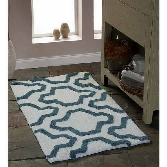 Saffron Fabs Bath Rug, Geomatric Quatrefoil Pattern, Assorted Colors and Sizes