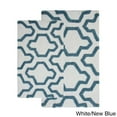 thumbnail image 1 of Saffron Fabs  Cotton Quatrefoil Bath Rug (Set of 2) White/Navy Blue 24 x 17 & 34 x 21, 1 of 5