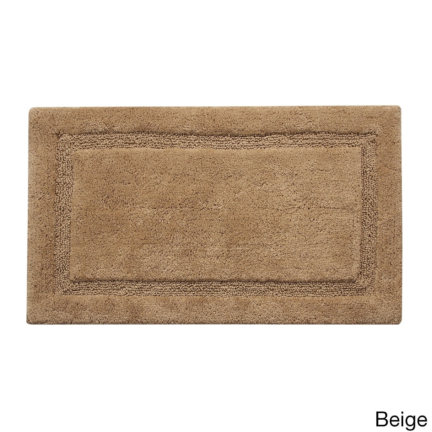 Beige Cotton Bath Rug with Non-Skid Latex Backing, 24 x 36