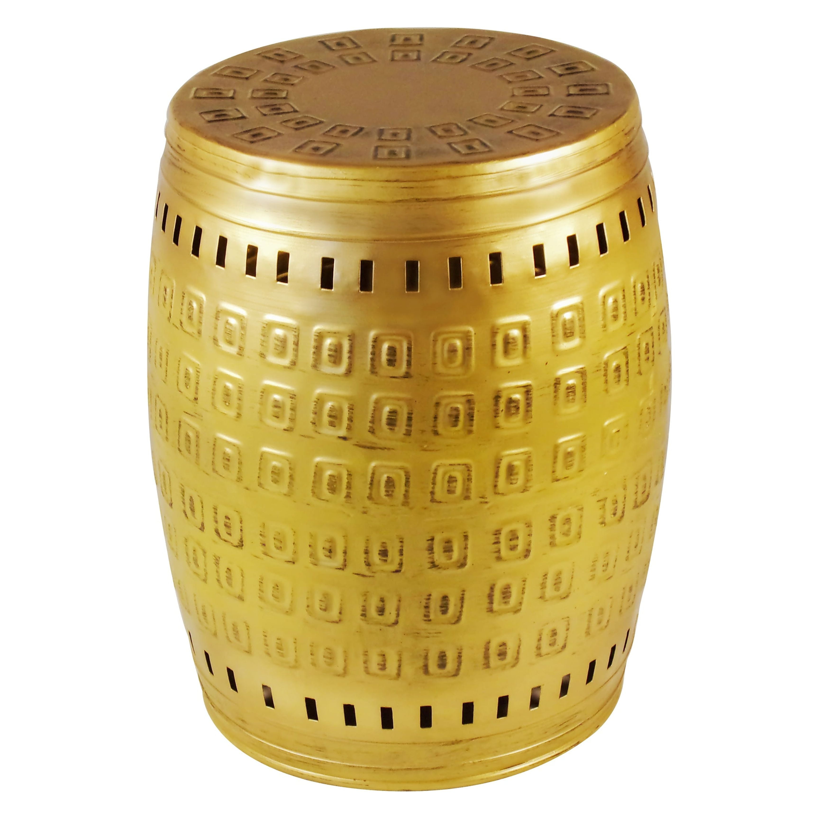 Moroccan-Inspired Brushed Gold Metal Multi-Purpose Stool/Table