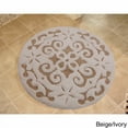 thumbnail image 1 of Saffron Fabs  Soft Cotton, Non-Skid, Damask Pattern, 200 GSF 36-inch Round Bath Rug Beige, 1 of 5