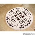 thumbnail image 1 of Saffron Fabs  Soft Cotton, Non-Skid, Damask Pattern, 200 GSF 36-inch Round Bath Rug Chocolate/Ivory, 1 of 5