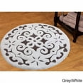 thumbnail image 1 of Saffron Fabs  Soft Cotton, Non-Skid, Damask Pattern, 200 GSF 36-inch Round Bath Rug Grey/White, 1 of 5
