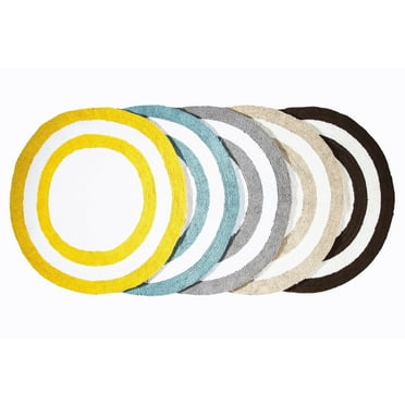 Saffron Fabs  Soft Cotton, Reversible, Two-tone Pattern, 200 GSF 36-inch Round Bath Rug Sage Green/White