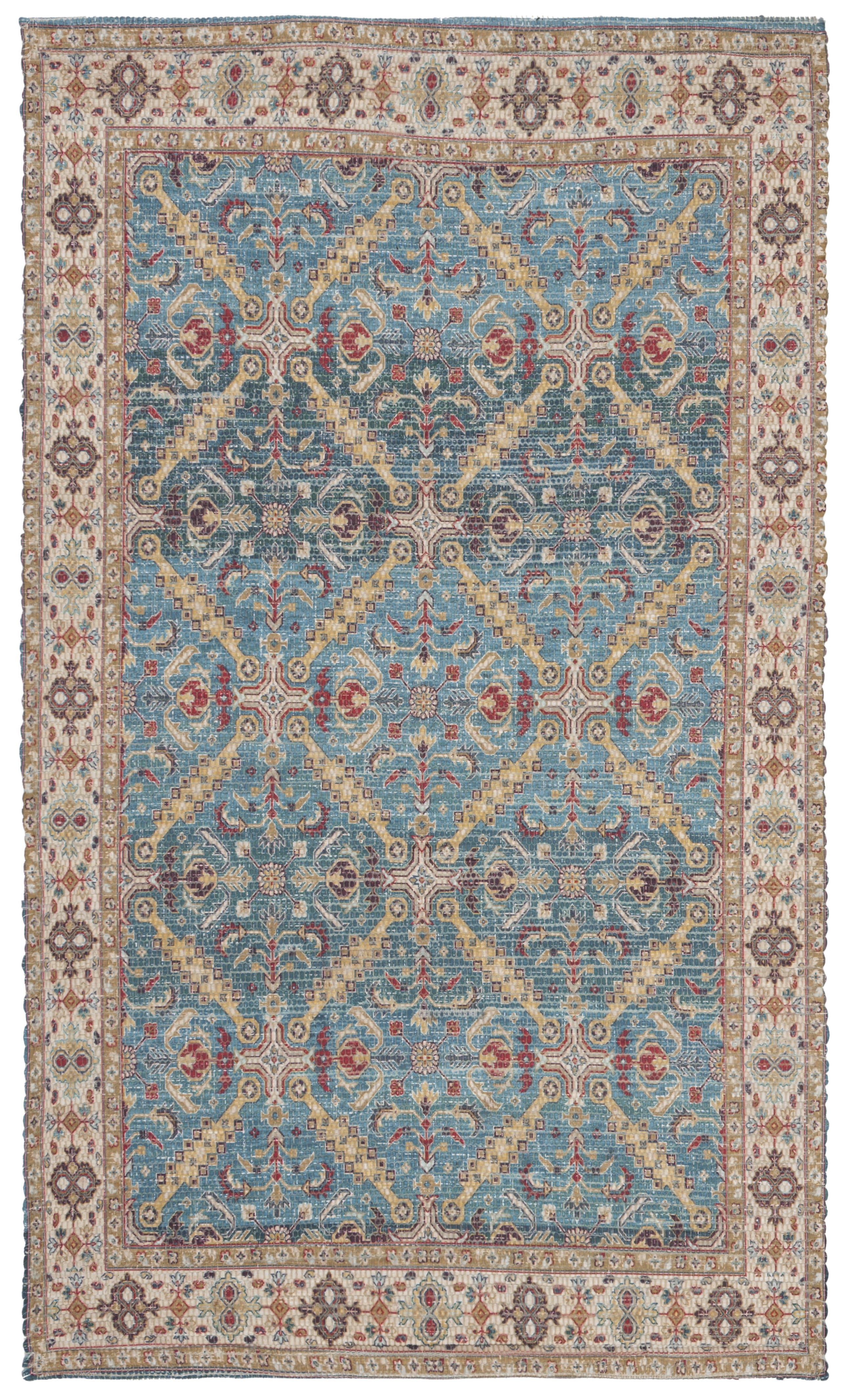 Reversible Handmade Cotton & Synthetic Flat Woven Rug - Navy/Cream, 3' x 5'