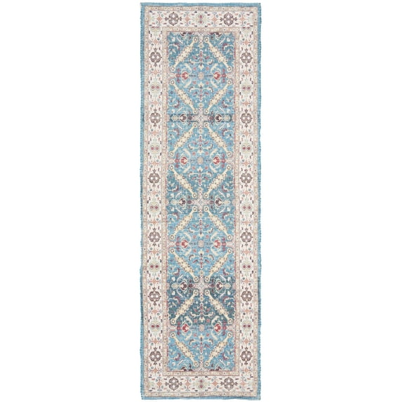 SAFAVIEH Saffron Elisa Floral Runner Rug, Navy/Creme, 2'3" x 8'
