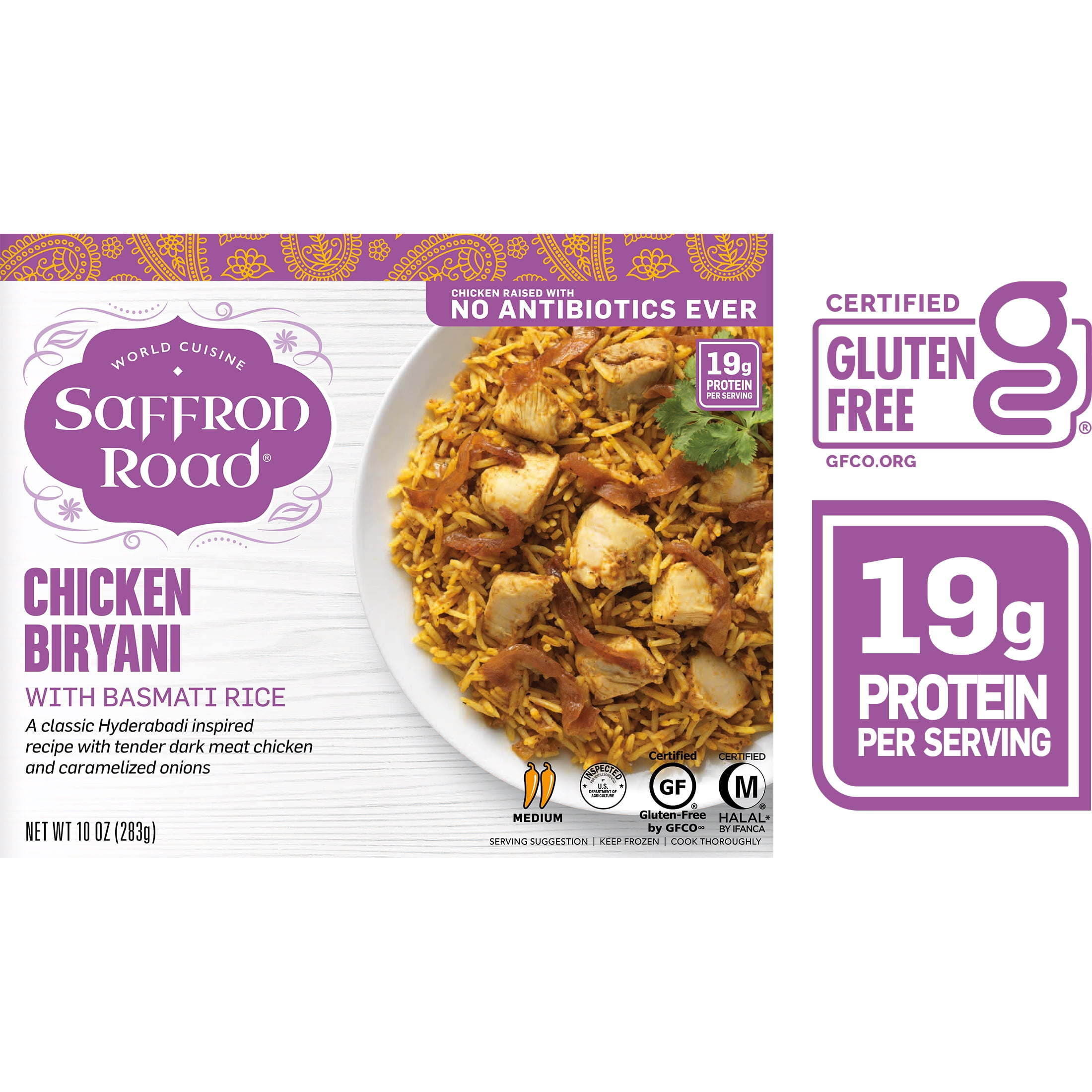 Saffron Road GlutenFree Chicken Biryani Indian Meal, 10 ounces (Frozen
