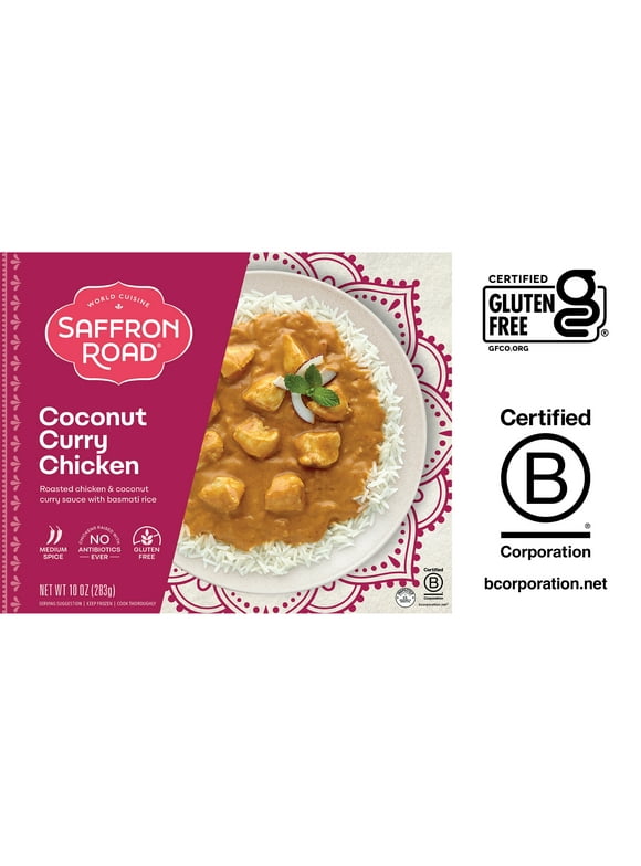 Saffron Road Gluten-Free Coconut Curry Chicken Indian Meal, 10 oz (Frozen)