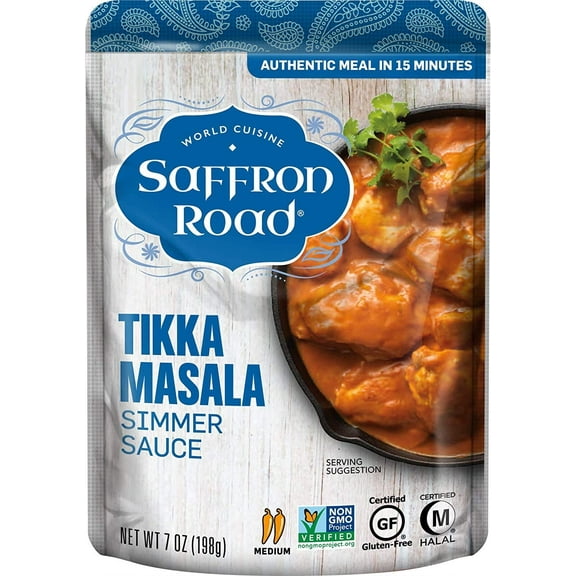 Saffron Road Gluten Free Simmer Sauce Tikka Masala - 7 oz Pack of 4