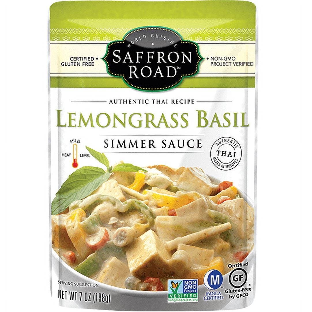 Saffron Road Lemongrass Basil Simmer Sauce, 7 OZ (Pack of 8)
