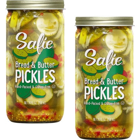 Safie Foods Hand-Packed Bread & Butter Pickles, 2-Pack, 26 oz. Jars