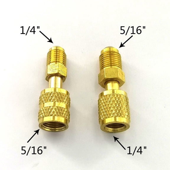 Safini R410a Adapter Set, 5/16" SAE F to 1/4" SAE M, Brass, 2 Count