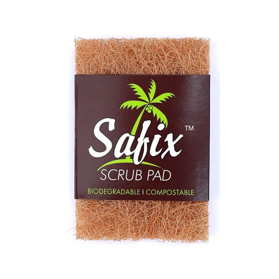 Safix Scrub Pad. Heavy Duty, Non- scratch, Eco-Friendly Coconut Scouring Pad, 4 Pack