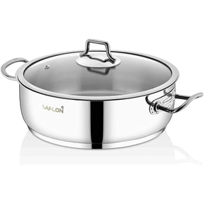 Saflon Stainless Steel Saute Pan, 18/10 Mirror Finish, Tri-Ply Thermo Capsulated Bottom, Oven Safe, Dishwasher Safe