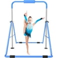 thumbnail image 1 of Safly Fun Gymnastics Bar for Kids, Height Adjustable Junior Training Bar for Home, Folding Gymnastic Horizontal Bars Equipment (Blue), 1 of 8