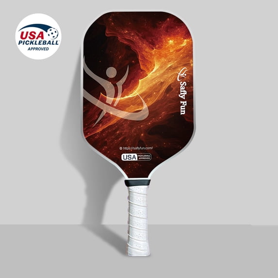 Safly Fun Pickleball Paddles Set of 2 - USAPA Certified - Flame Original Paddle, Carbon Fiber | Thermoformed, Polypropylene Honeycomb Core Technology Designed for Men and Women, 14mm