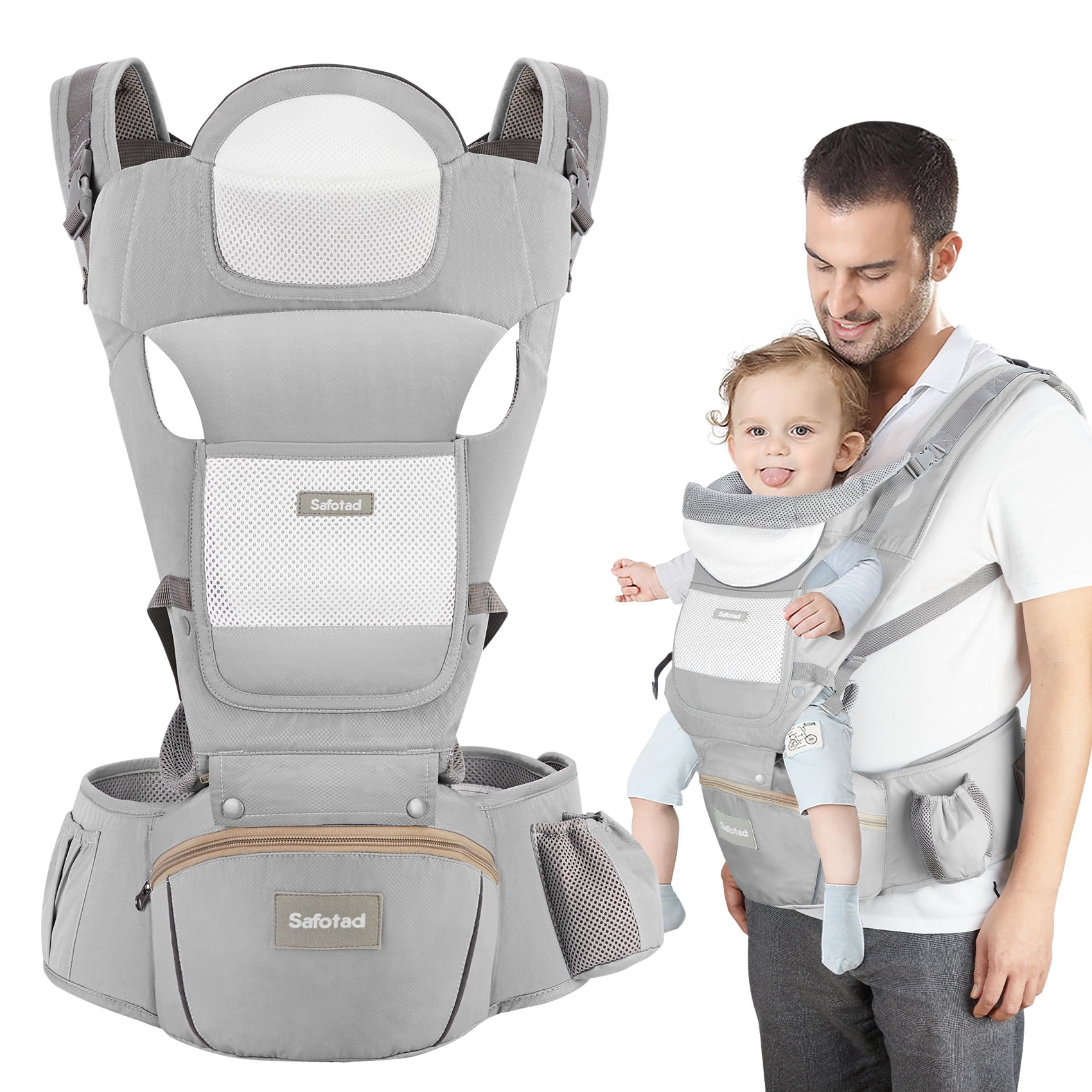 Safotad Baby Carrier with Hip Seat,Baby Holder Clearance Adjustable