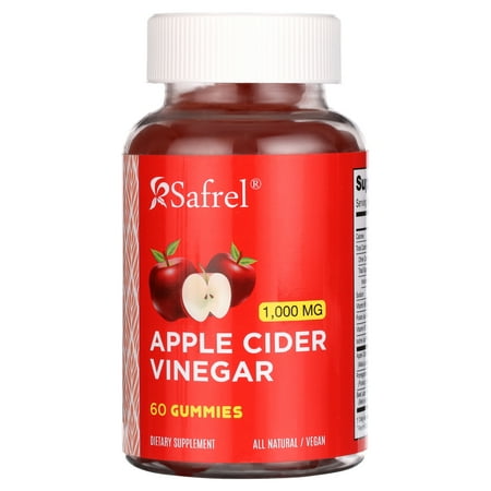 Safrel Apple Cider Vinegar Gummy - 60 Count - Vitamins B9, B12, Iodine, Beet Root, Formulated to Support Weight Loss Efforts, Normal Energy Levels & Gut Health - Supports Digestion, Detox & Cleansing