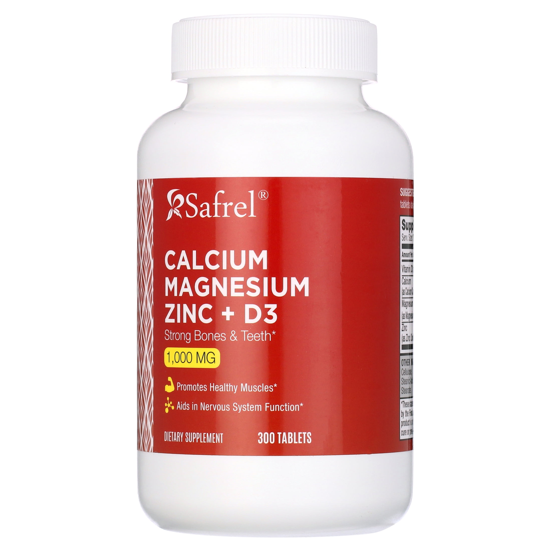 Safrel Calcium Magnesium Zinc with Vitamin D3, 300 Tablets Calcium