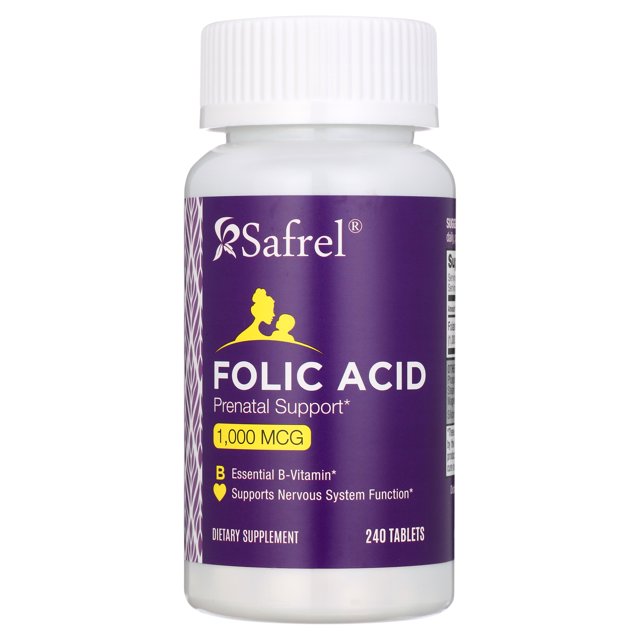 Safrel Folic Acid 1000 mcg (1 mg) Vitamin B9 240 Tablets