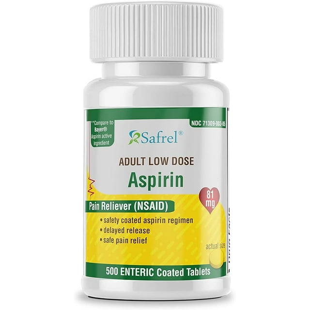 Safrel Generic Bayer Baby Aspirin 81 mg (500 Enteric Coated Tablets