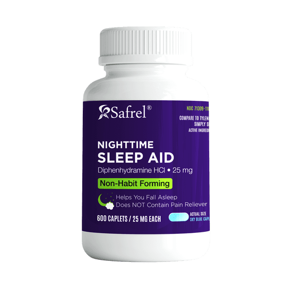 Safrel Nighttime Sleep Aid, Diphenhydramine HCl 25mg