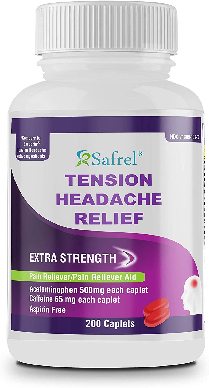 Safrel Tension Headache Relief Pain Reliever with Acetaminophen 500