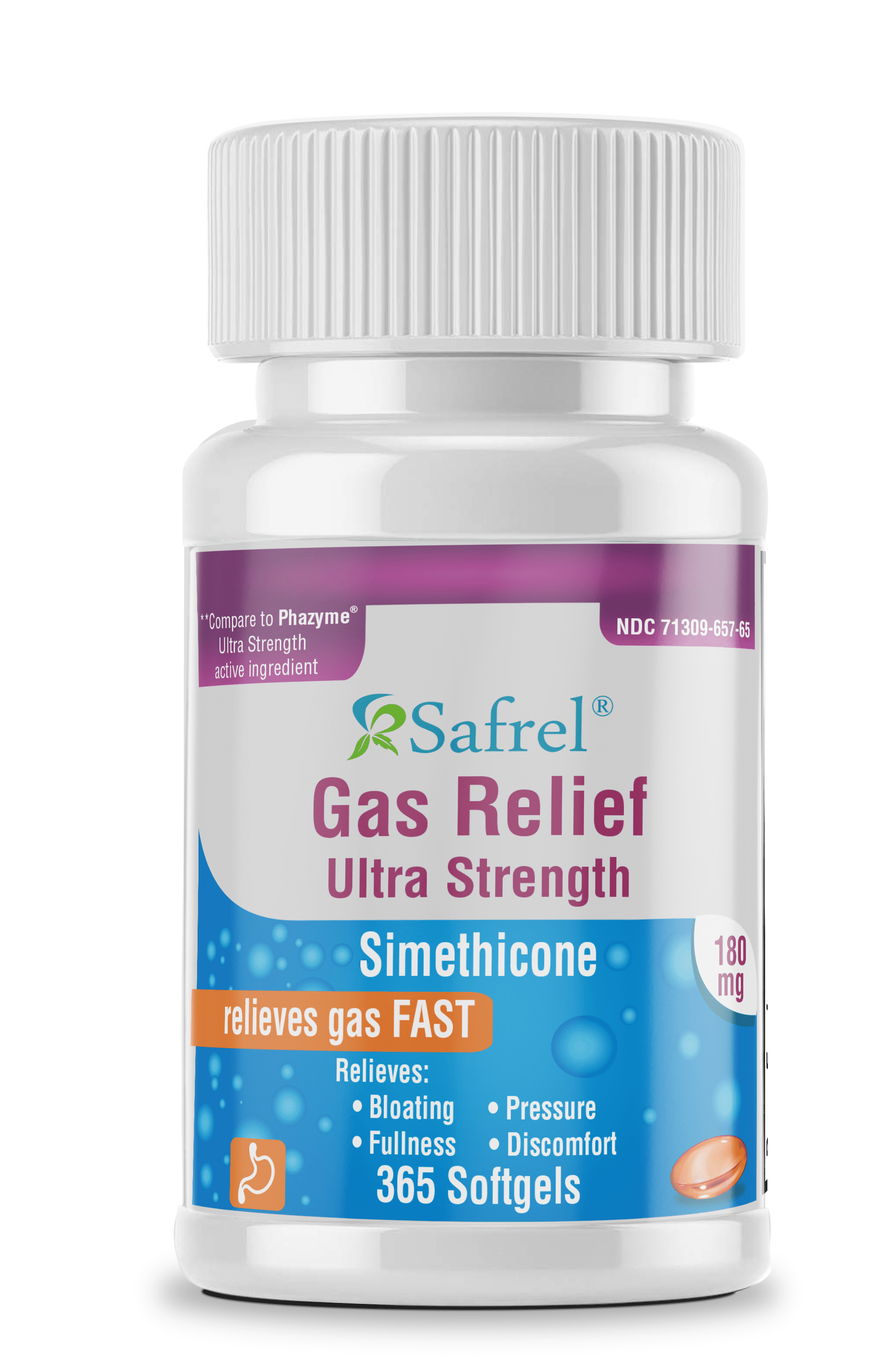 Safrel Ultra Strength Simethicone Gas Relief 180 mg (365 Softgels
