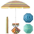Safstar 6.5 FT Beach Umbrella w/ Folding Table & Sandbag, Portable