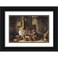 thumbnail image 1 of Saftleven, Cornelis 24x17 Black Ornate Wood Framed with Double Matting Museum Art Print Titled - Peasants Smoking and Drinking, 1 of 4