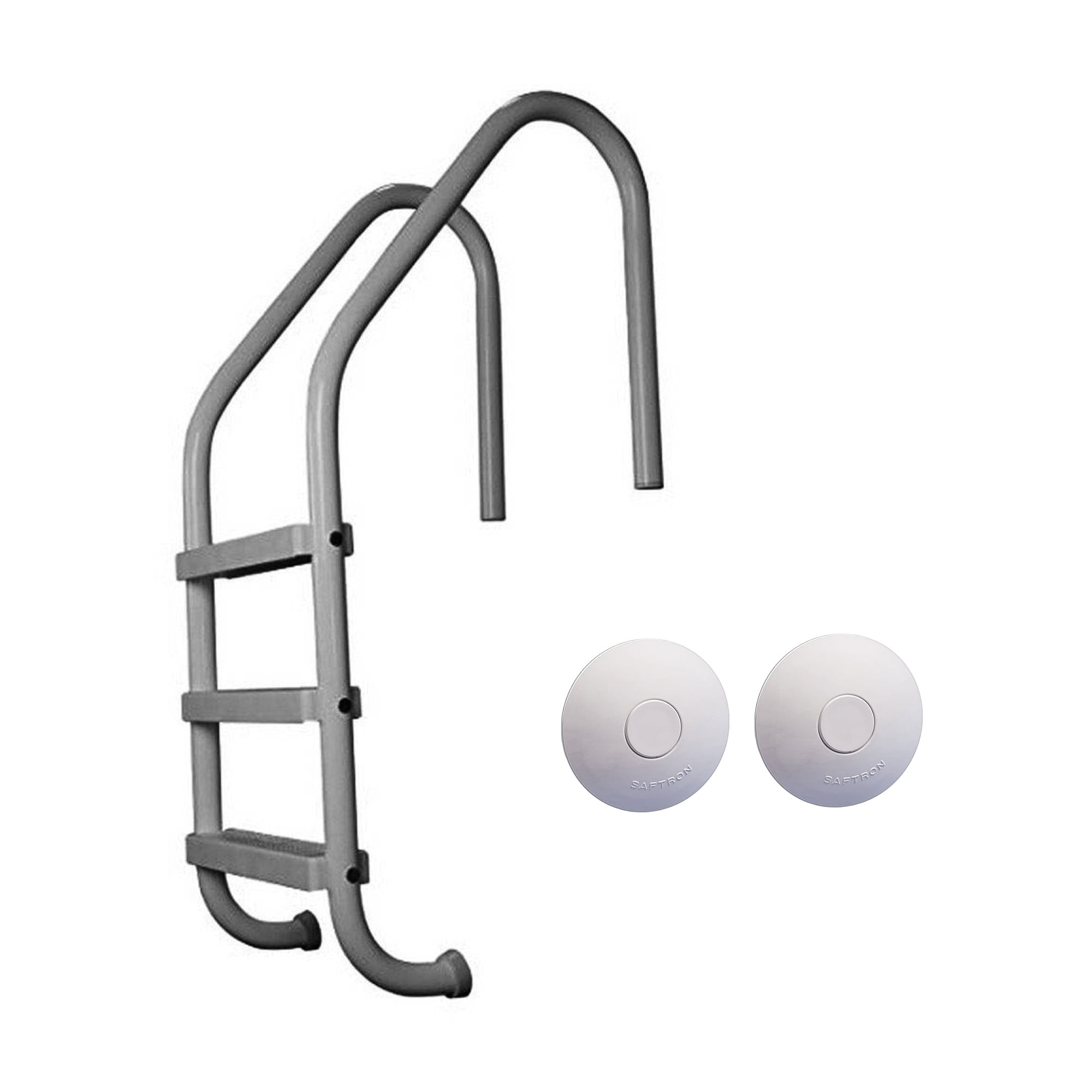 Saftron 3 Step Inground Pool Ladder & Ladder & Anchor Socket Cover, 2