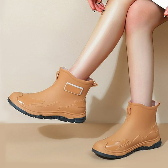 Safufu Fashionable Women's Rain Shoes Summer Short Ankle Boots Casual Footwear For Everyday Use comfortable for all seasonLight Yellow