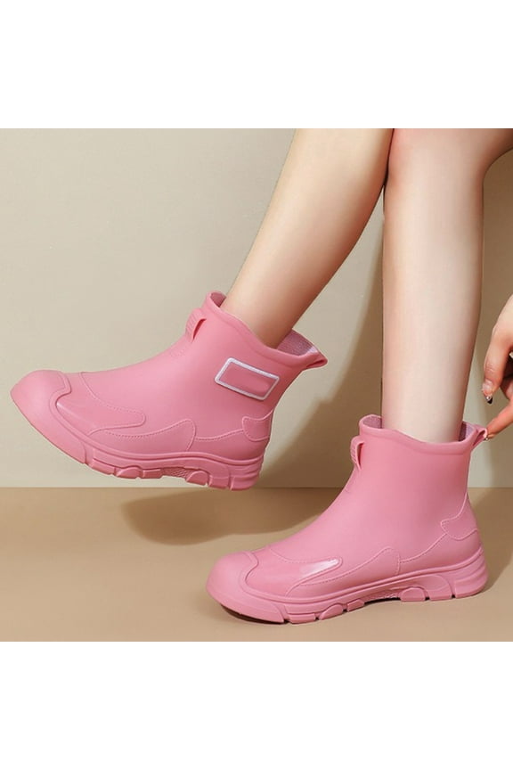 Fashionable Women's Rain Shoes Summer Short Ankle Boots Casual Footwear For Everyday Use comfortable for all seasonPink