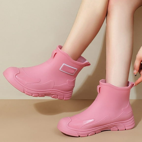 Safufu Fashionable Women's Rain Shoes Summer Short Ankle Boots Casual Footwear For Everyday Use comfortable for all seasonPink