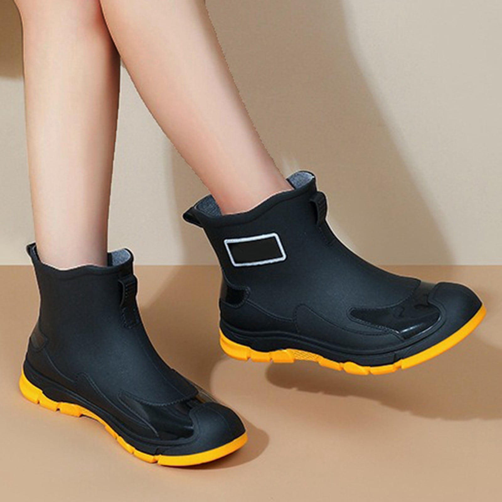 Safufu Fashionable Women's Rain Shoes Summer Short Ankle Boots Casual Footwear For Everyday Use comfortable for all seasonYellow