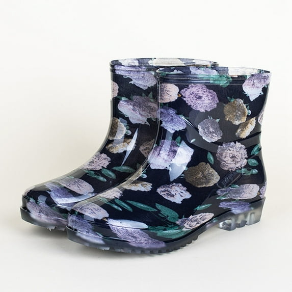 Safufu Women's Rain Boots Low Cut Slip Rubber Sole For Kitchen Work Outdoor Walking Comfortable Lightweight All SeasonsLight Purple