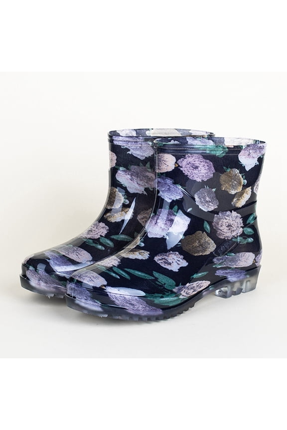 Women's Rain Boots Low Cut Slip Rubber Sole For Kitchen Work Outdoor Walking Comfortable Lightweight All SeasonsLight Purple