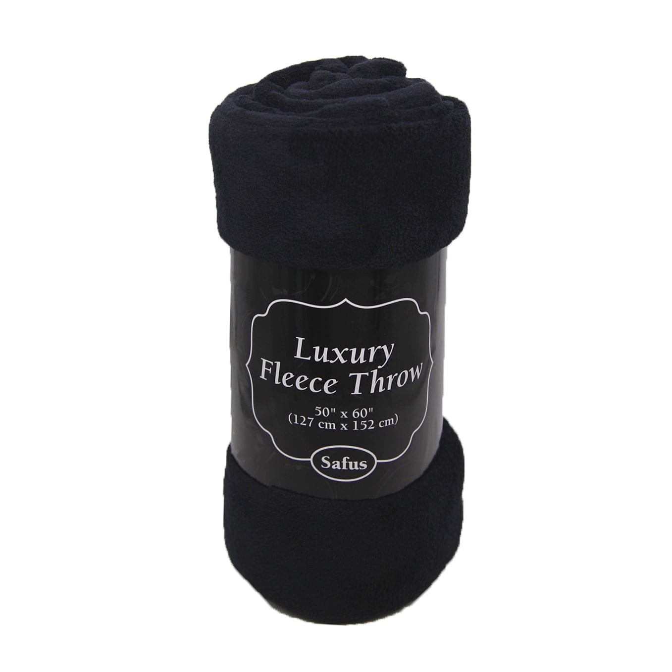 Safus Black 50" x 60" Luxury Fleece Throw Blanket