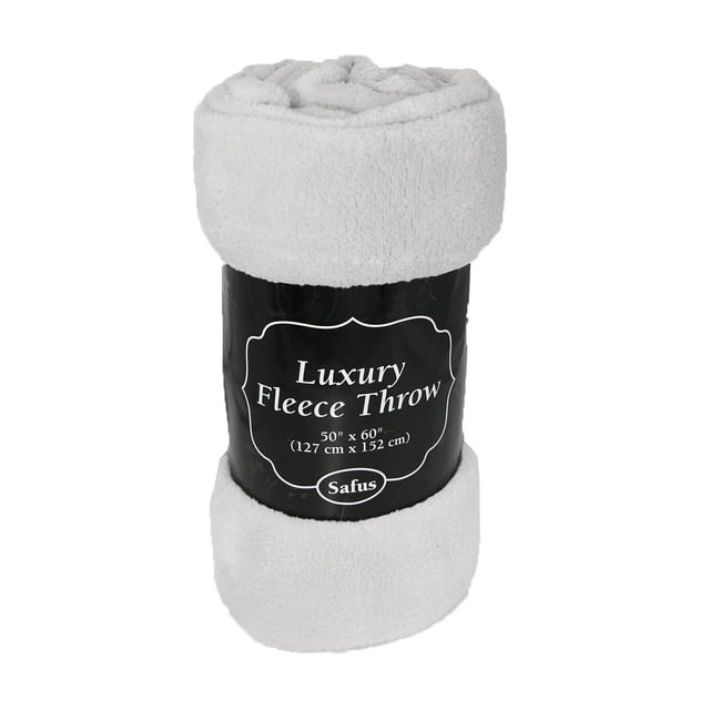 Safus Solid Fleece Blanket Plush Throw 50\" X 60\" - Gray