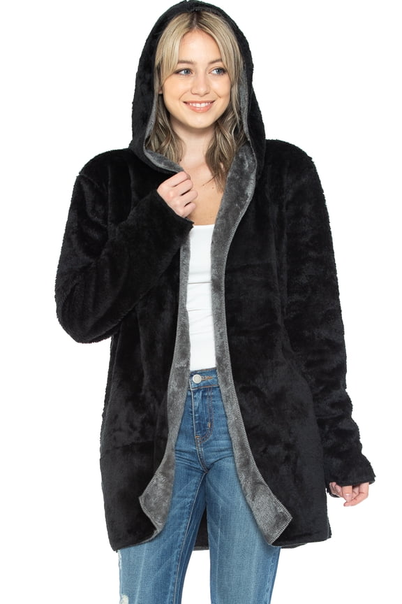 Wearable Blanket Hoodie in Thick Fleece Jacket with Pocket - Black - Large Size - for Women and Men, Warm and Cozy