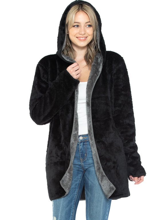 Wearable Blanket Hoodie in Thick Fleece Jacket with Pocket - Black - Large Size - for Women and Men, Warm and Cozy