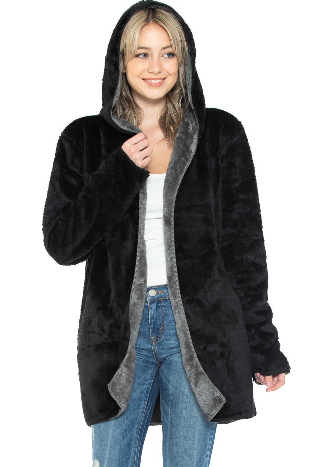 Safus Wearable Blanket Hoodie in Thick Fleece Jacket with Pocket - Black - Small/Medium Size - for Women and Men, Warm and Cozy