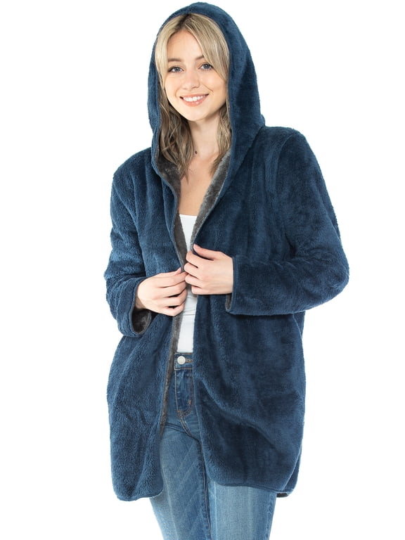 Wearable Blanket Hoodie in Thick Fleece Jacket with Pocket - Blue - Small/Medium Size - for Women and Men, Warm and Cozy