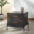 thumbnail image 1 of Safvaieh Couture Chandri Scandinavian Wood and Metal Nightstand, Black/Brown, 1 of 14